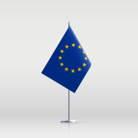 Kleine Europaflagge auf einem Tischständer