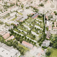 Luftbild des neuen Quartiers an der Ludwig-Thoma-Straße in Bayreuth
