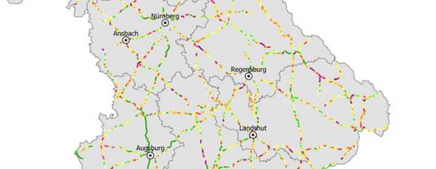 Sicherheitsniveau der Bundesstraßen 2010-2015 in Bayern